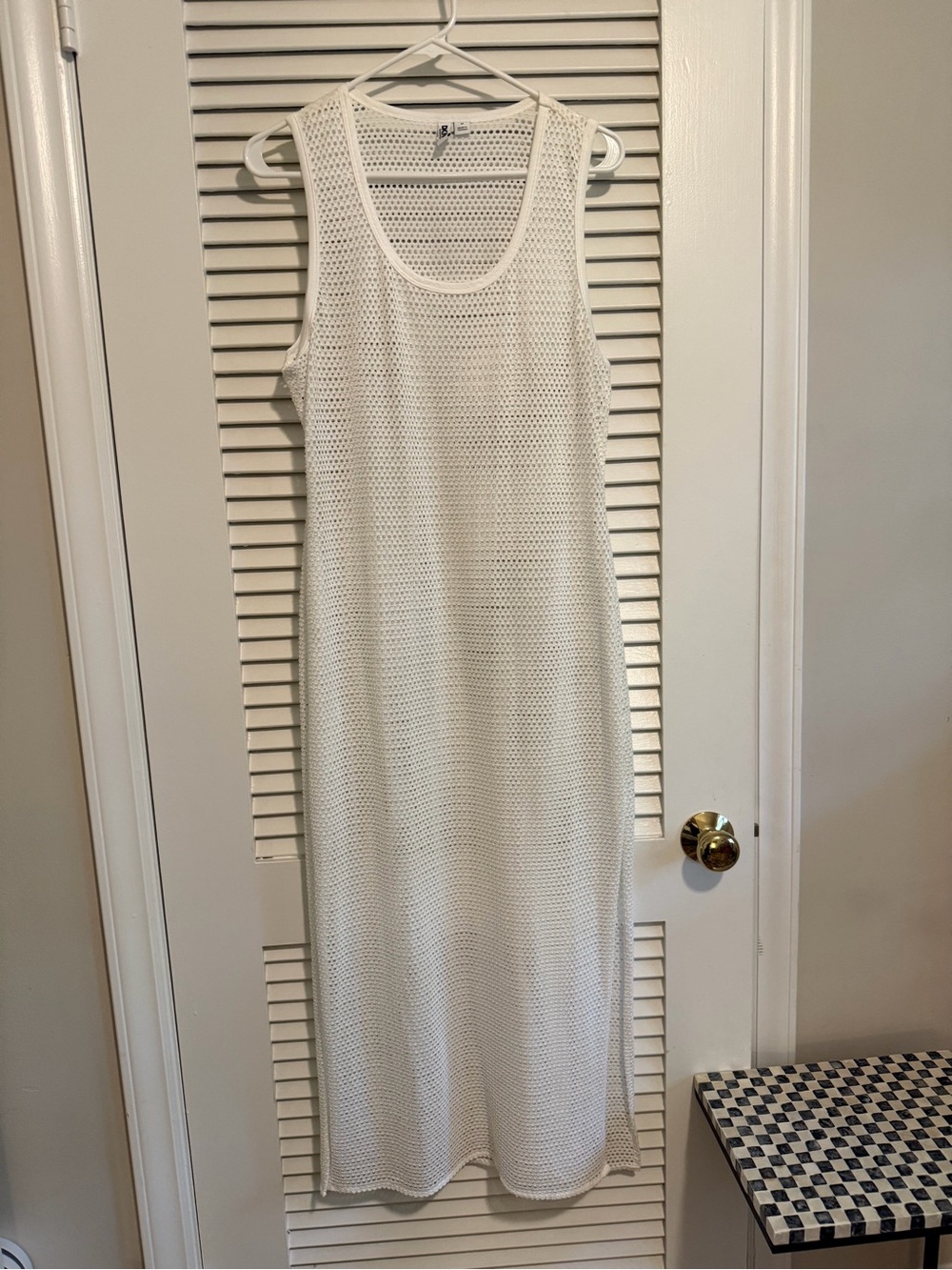 DKNY White Sleeveless Knit Maxi Dress